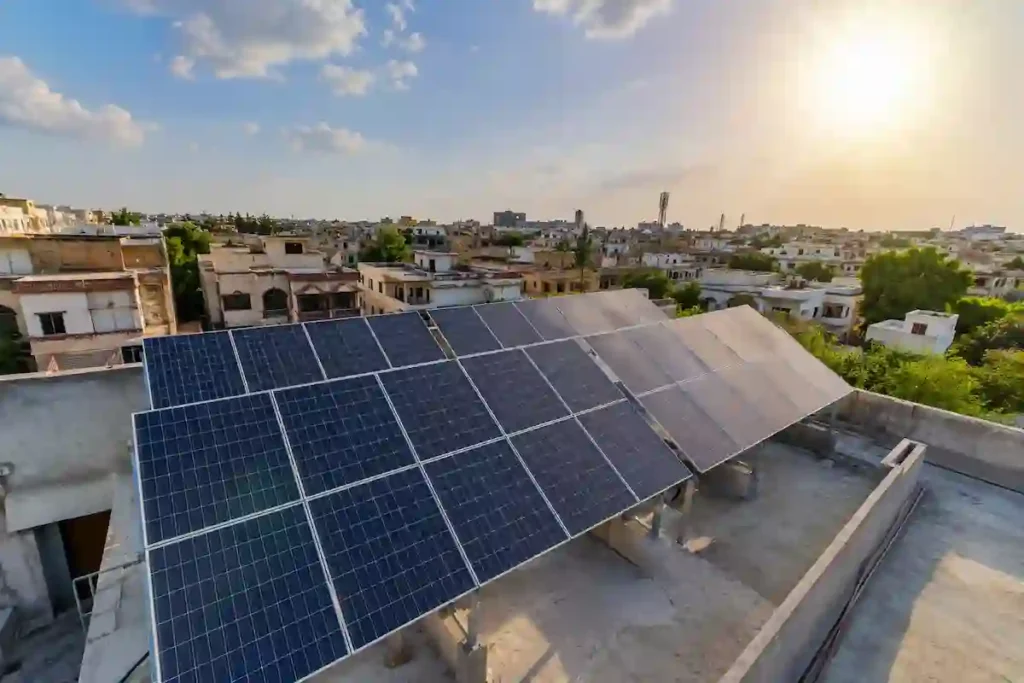 3kW solar panels generating electricity under direct sunlight