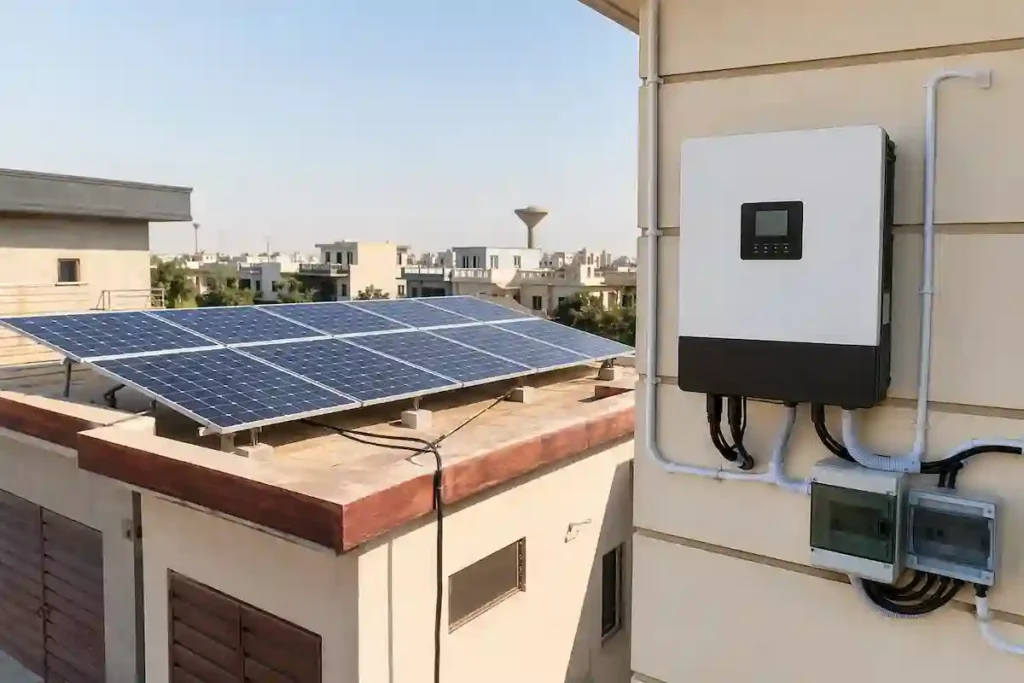 5kW solar system setup with panels and inverter in Pakistan