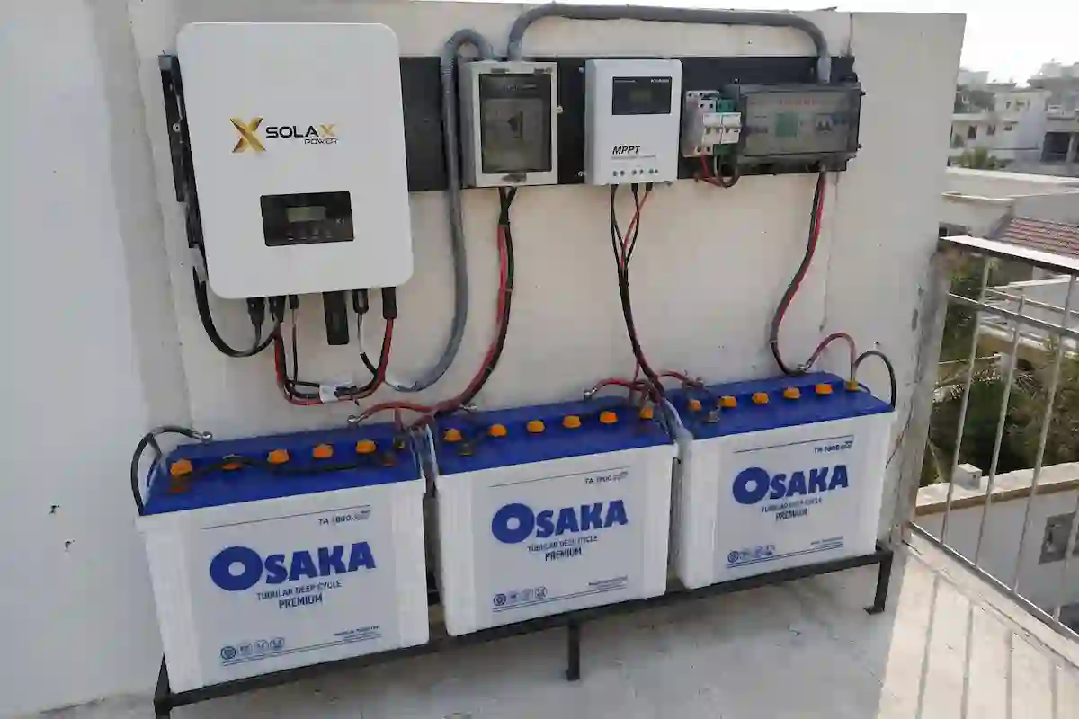 Solar battery backup setup with inverter for home loadshedding in Pakistan